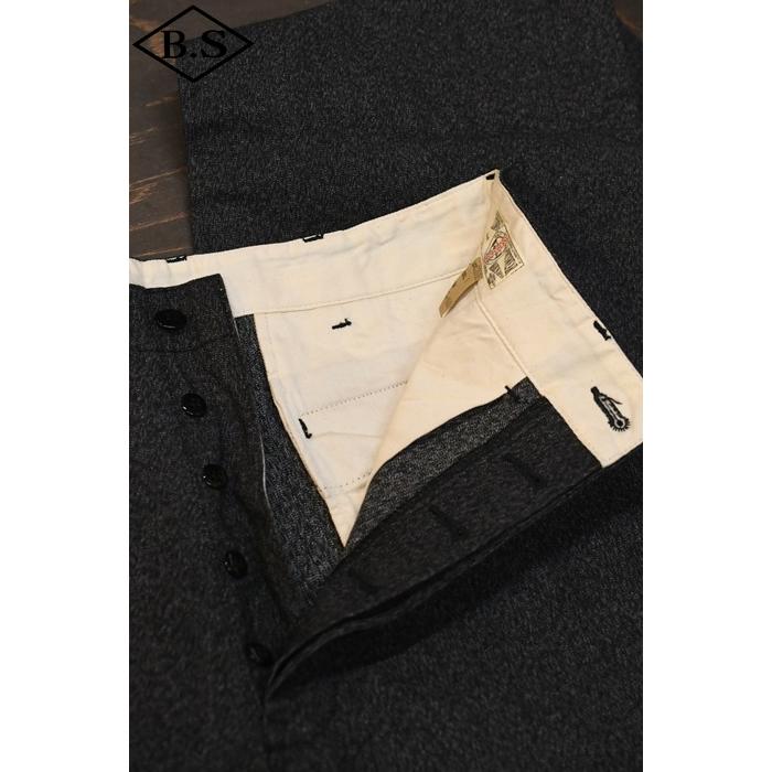 クッシュマン パンツ CUSHMAN 22686 ブラックシャンブレー トラウザーズ BLACK CHAMBRAY TROUSERS WIDE STRAIGHT MIX BLACKの画像