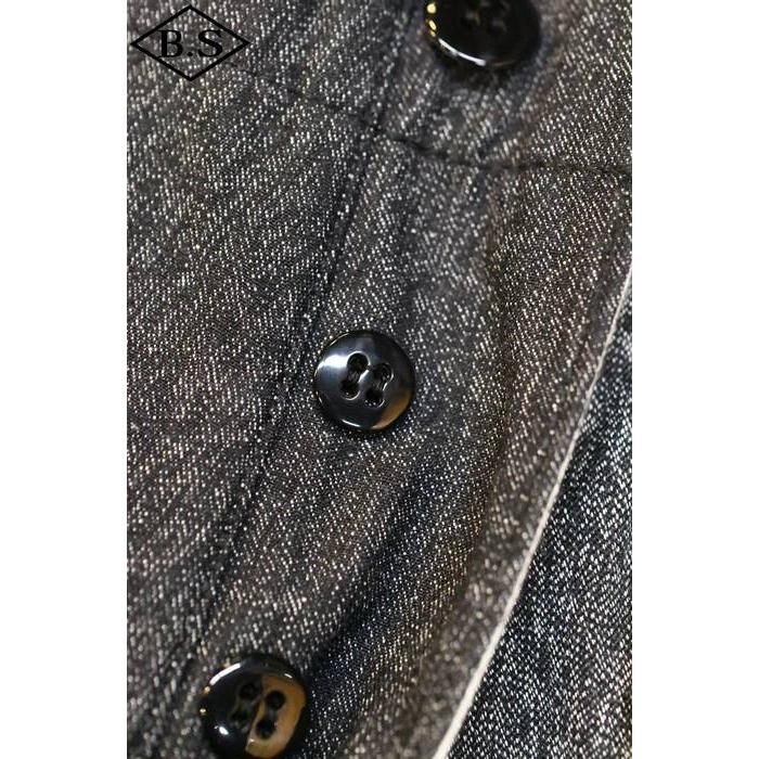 クッシュマン パンツ CUSHMAN 22686 ブラックシャンブレー トラウザーズ BLACK CHAMBRAY TROUSERS WIDE STRAIGHT MIX BLACKの画像