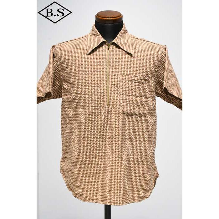 CUSHMAN（クッシュマン） 半袖シャツ 25601 SUCKER CHECK HALF ZIP