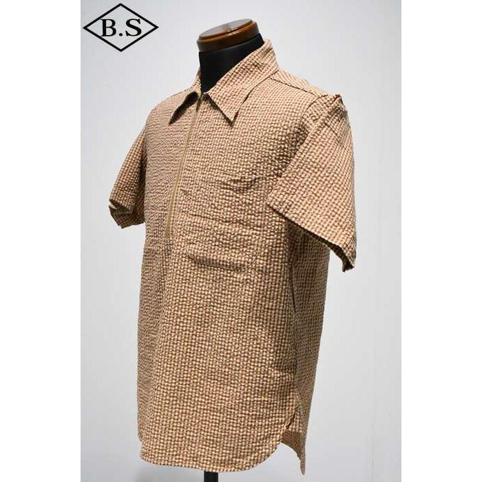 CUSHMAN（クッシュマン） 半袖シャツ 25601 SUCKER CHECK HALF ZIP