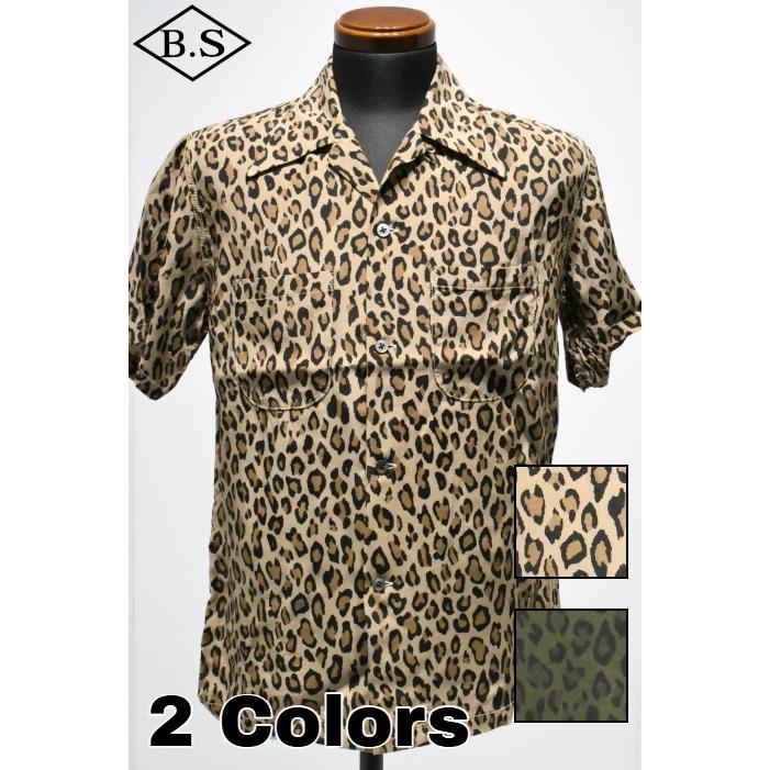 小物 CIMAN CUSHMAN クッシュマン 半袖シャツ 65462 LEOPARD OPEN COLLAR SHIRTS