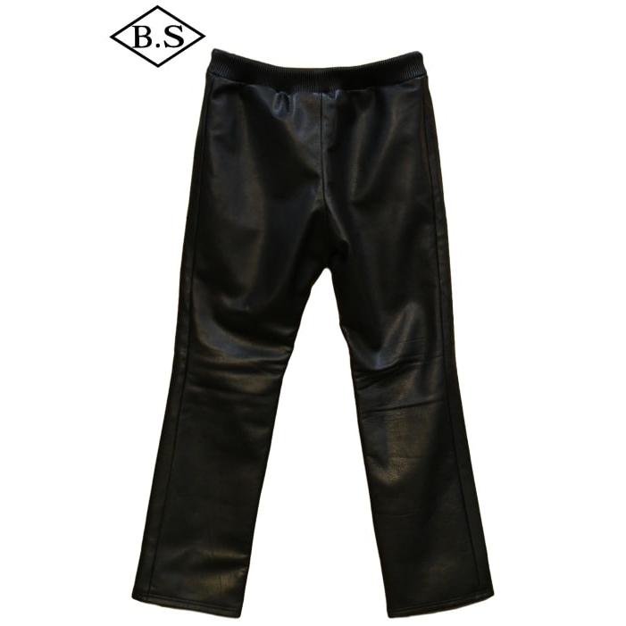 モシール MOSSIR レザーパンツ MOPT022 Washable Leather Straight Track Pants”LALK” ブラック 大きいサイズ44の画像