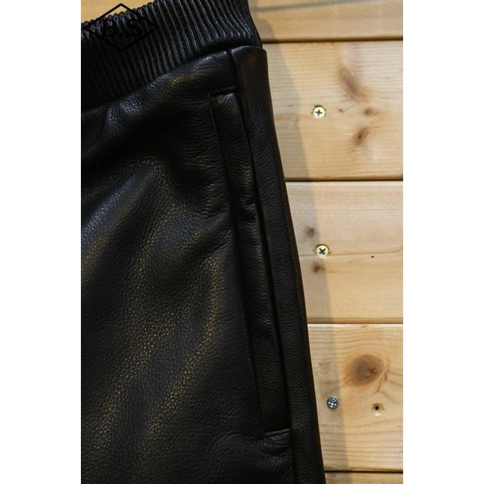 モシール MOSSIR レザーパンツ MOPT022 Washable Leather Straight Track Pants”LALK” ブラック 大きいサイズ44の画像