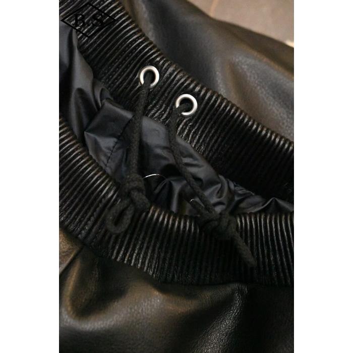 モシール MOSSIR レザーパンツ MOPT022 Washable Leather Straight Track Pants”LALK” ブラック 大きいサイズ44の画像