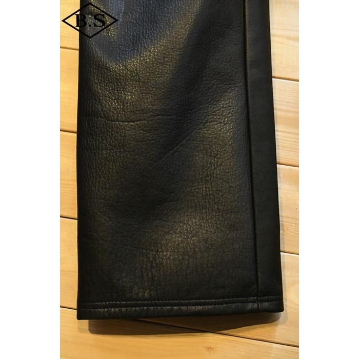 モシール MOSSIR レザーパンツ MOPT022 Washable Leather Straight Track Pants”LALK” ブラック 大きいサイズ44の画像