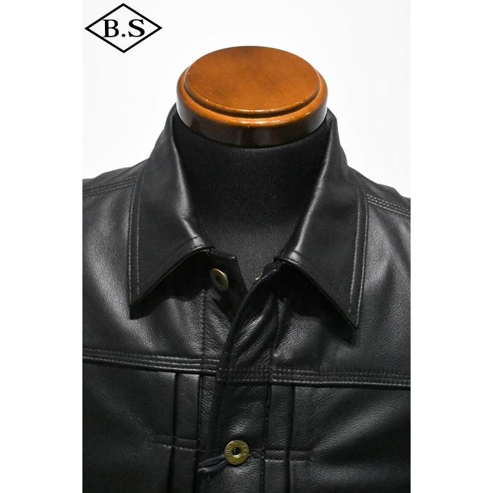 リー Lee レザージャケット LM9901-101 COWBOY JACKET LEATHER BLACKの画像