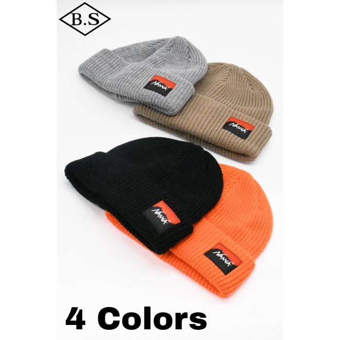 【最終価格】NANGA ボックスロゴ　バルキービーニー　オレンジ 黒 NANGA（ナンガ） ニットキャップ BOX LOGO BULKY BEANIE ボックスロゴ