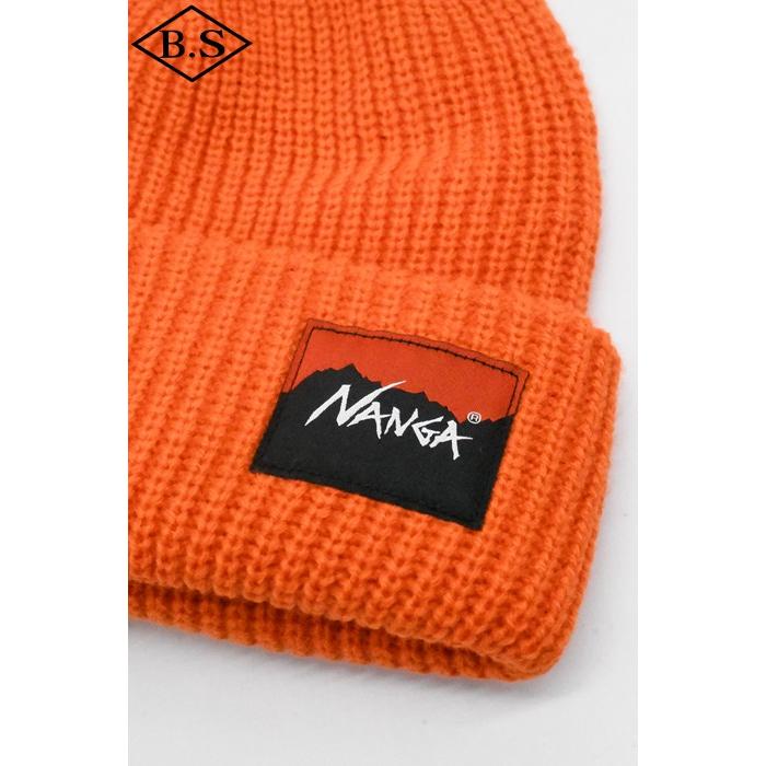 【最終価格】NANGA ボックスロゴ　バルキービーニー　オレンジ 黒 NANGA（ナンガ） ニットキャップ BOX LOGO BULKY BEANIE ボックスロゴ