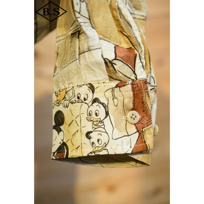 PORTER CLASSIC 長袖シャツ DISNEY M&F PC ORIGINAL ART ALOHA COLLECTION ALOHA LONG SHIRT PARIS-LONDON SEPIA 【Jarmusch】