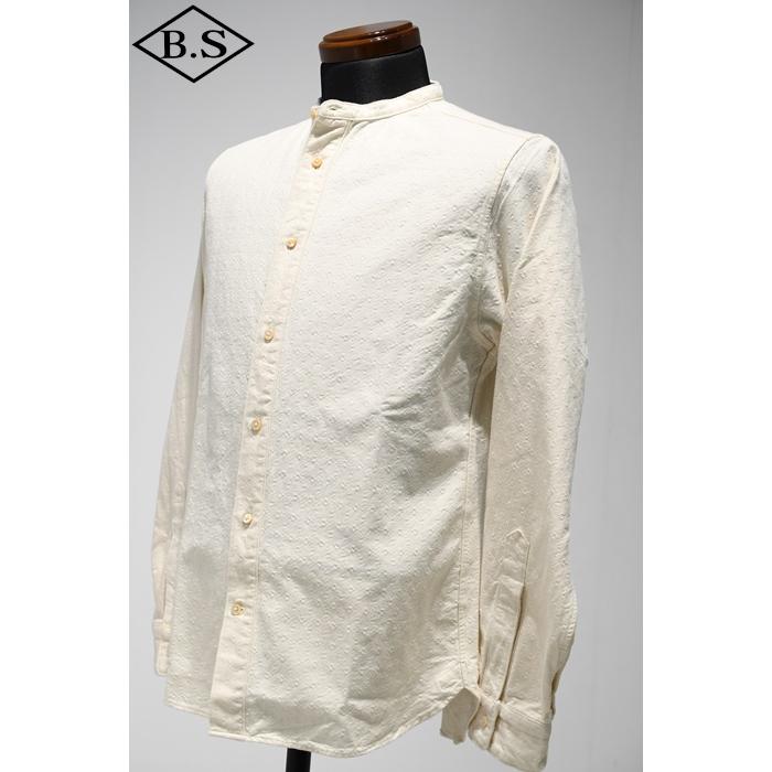 プリクエル PREQUEL 長袖シャツ S1006 Stand-up Collar Shirt スタンドカラーシャツ Naturalの画像