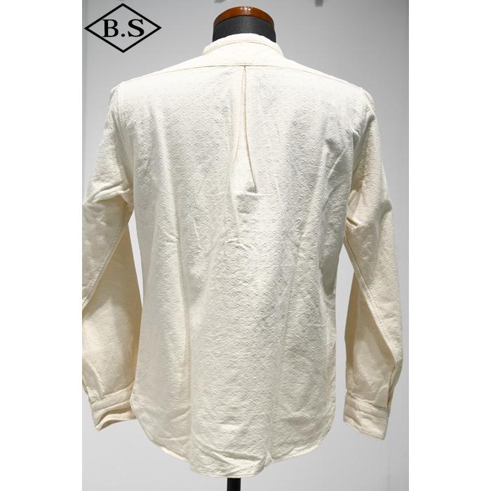 プリクエル PREQUEL 長袖シャツ S1006 Stand-up Collar Shirt スタンドカラーシャツ Naturalの画像