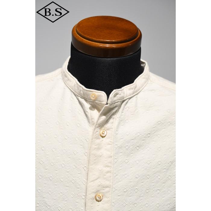プリクエル PREQUEL 長袖シャツ S1006 Stand-up Collar Shirt スタンドカラーシャツ Naturalの画像