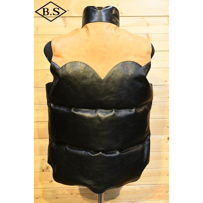 レインボーカントリー RAINBOW COUNTRY RCL-10073 "CHALLENGER" DOWN VEST DUO TONE レザーダウンベスト ブラック | レインボーカントリー | 03