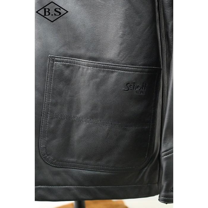 ショット  schott レザージャケット 7823950079 LAMB LEATHER COVERALL JACKET ラムレザー カバーオール ジャケット ブラックの画像