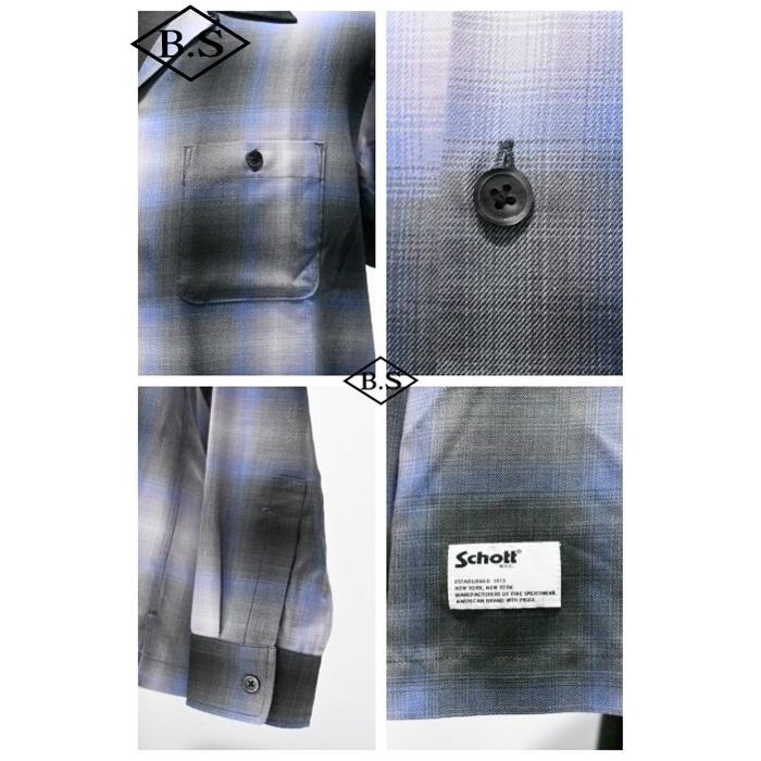 SCHOTT（ショット） 長袖シャツ 7826120001 OMBRE CHECK SHIRT