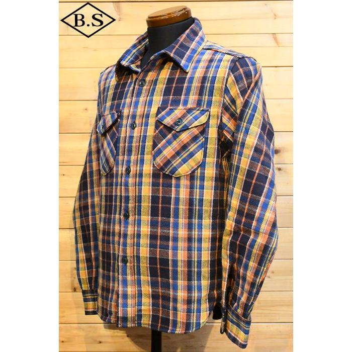 UES ウエス 長袖シャツ 502452 先染ヘビーネルシャツ ブルー