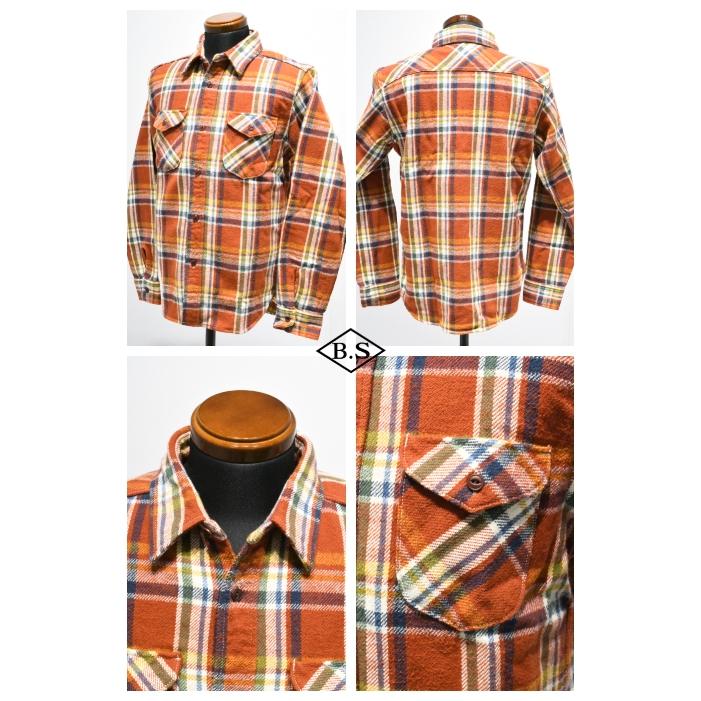UES ヘビーネルシャツ チェック オレンジ系 サイズ2 UES ヘビーネルシャツ チェック オレンジ系 サイズ2 UES ヘビー