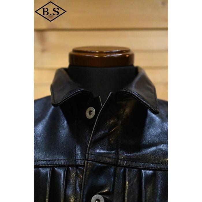 ワイツーレザー Y’2 LEATHER レザージャケット LB-140 ANILINE HORSE 1st Type JACKET BLACK 大きいサイズの画像