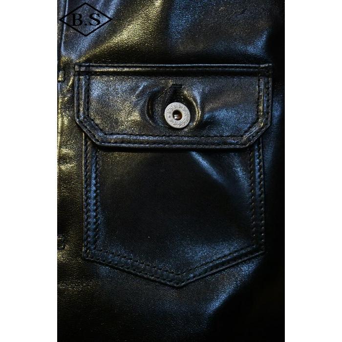 ワイツーレザー Y’2 LEATHER レザージャケット LB-140 ANILINE HORSE 1st Type JACKET BLACK 大きいサイズの画像