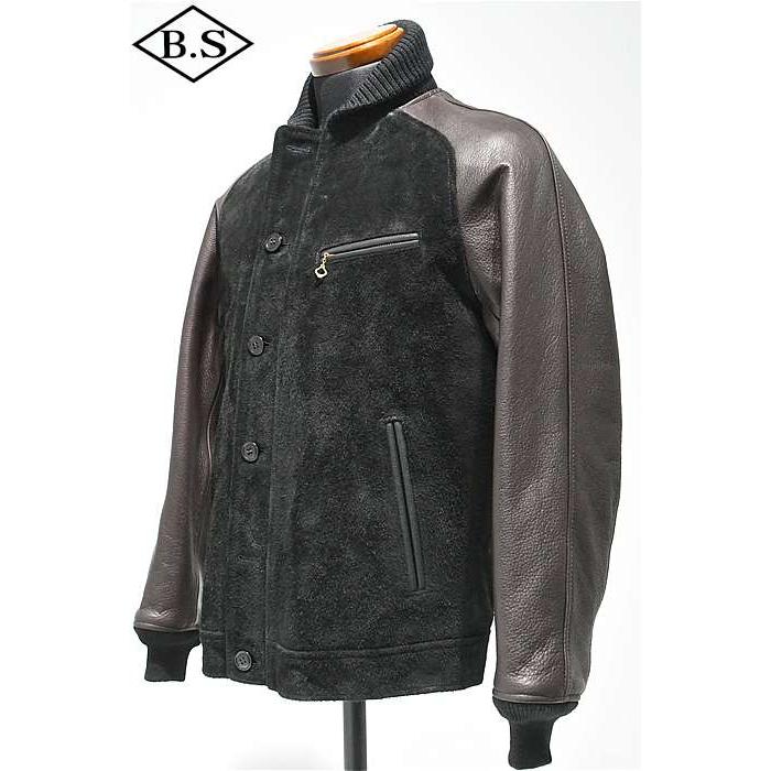 ワイツーレザー Y’2 LEATHER レザージャケット TB-136 STEER SUEDE×STEER OIL RIB JKT ブラック×ブラウンの画像