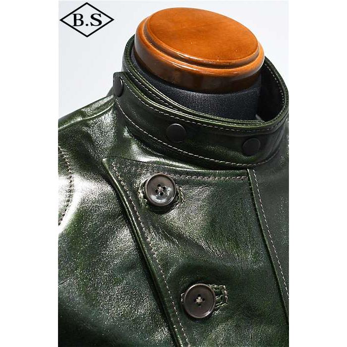 leather jacket blouson khaki 本革 短丈 Y2K DDP Vintage 2009 Prada Archive Leather Womens Crop Fitted y2k