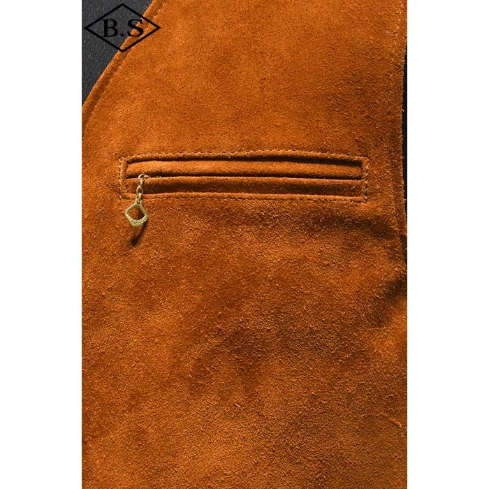 ワイツーレザー Y’2 LEATHER TV-05 STEER ROUGHOUT ZIP VEST ~ Spring Edition ~ CAMEL 大きいサイズの画像