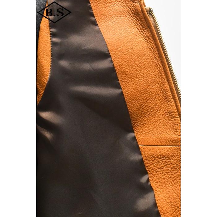 ワイツーレザー Y’2 LEATHER TV-05 STEER ROUGHOUT ZIP VEST ~ Spring Edition ~ CAMEL 大きいサイズの画像
