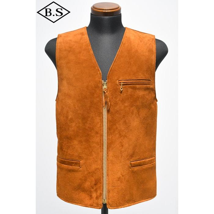 ワイツーレザー Y’2 LEATHER TV-05 STEER ROUGHOUT ZIP VEST ~ Spring Edition ~ CAMEL 大きいサイズの画像