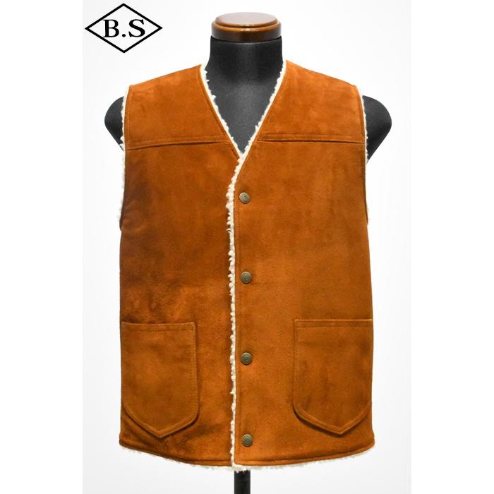 ワイツーレザー Y’2 LEATHER レザーベスト WJ-06  STEER ROUGHOUT WOOL BOA VEST SUEDE  CAMEL 大きいサイズの画像