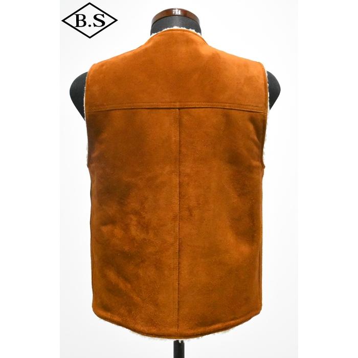 ワイツーレザー Y’2 LEATHER レザーベスト WJ-06  STEER ROUGHOUT WOOL BOA VEST SUEDE  CAMEL 大きいサイズの画像
