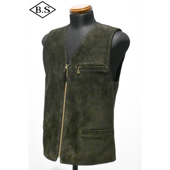 ワイツーレザー Y’2 LEATHER TV-05 STEER ROUGHOUT ZIP VEST ~ Spring Edition ~ OLIVEの画像
