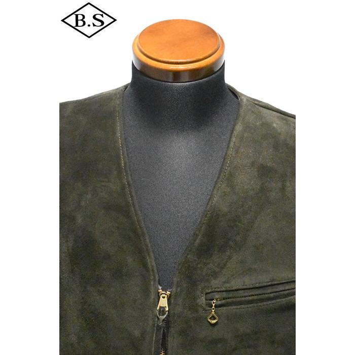 ワイツーレザー Y’2 LEATHER TV-05 STEER ROUGHOUT ZIP VEST ~ Spring Edition ~ OLIVEの画像
