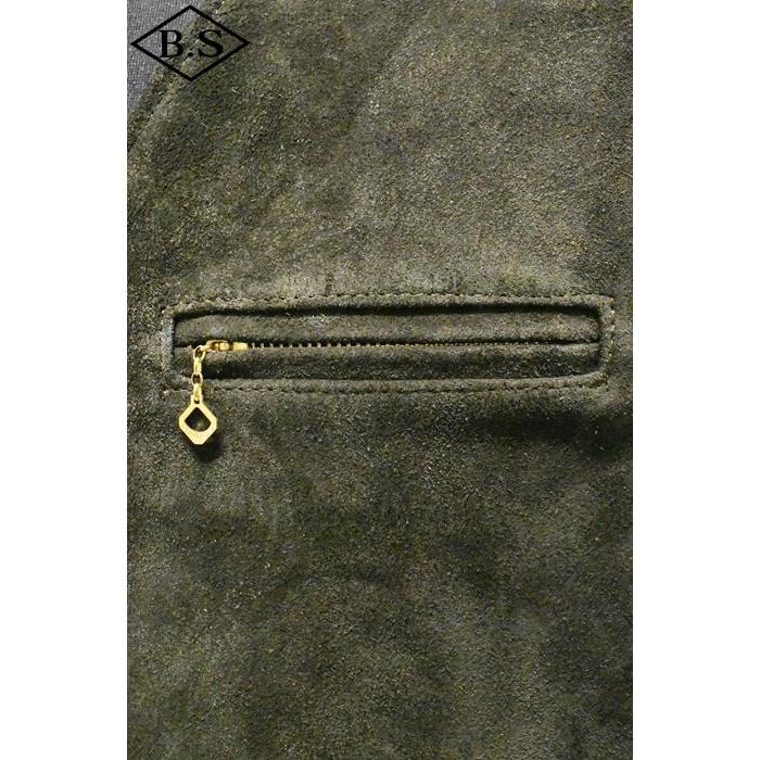 ワイツーレザー Y’2 LEATHER TV-05 STEER ROUGHOUT ZIP VEST ~ Spring Edition ~ OLIVEの画像