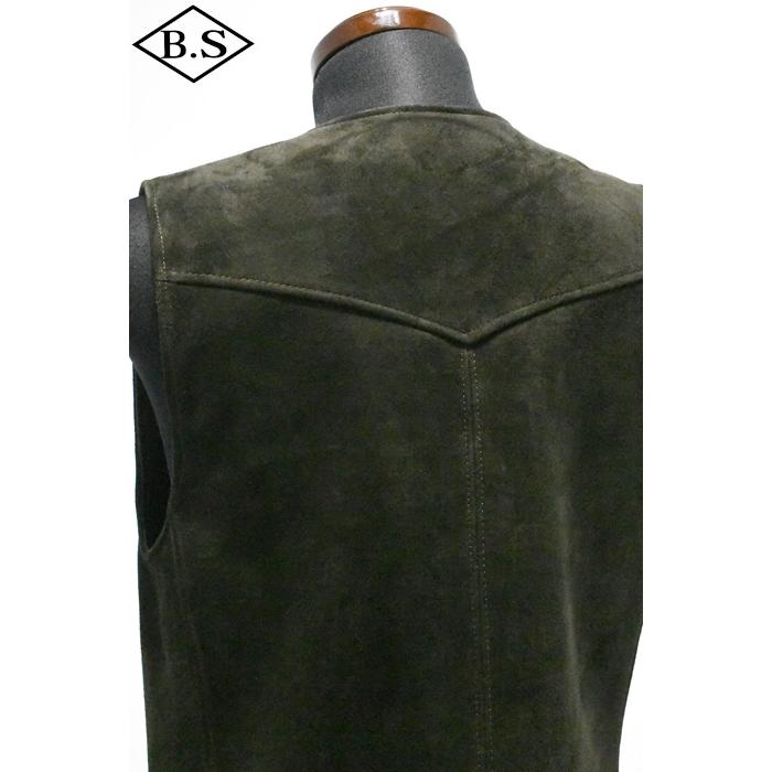 ワイツーレザー Y’2 LEATHER TV-05 STEER ROUGHOUT ZIP VEST ~ Spring Edition ~ OLIVEの画像