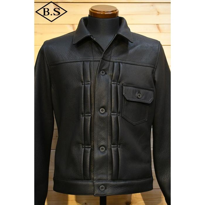 Y'2 ワイツーレザー　リブジャケット　/　Black Y'2LEATHERワイツーレザーSTEER OIL RIB JKT black SB-127- 夜型大型