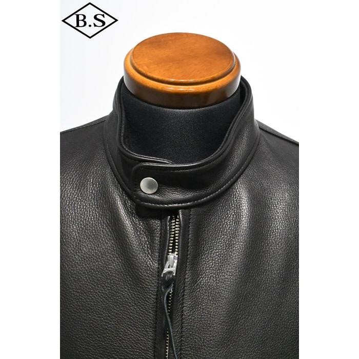 ワイツーレザー レザージャケット Y’2 LEATHER SR-41 STEER OIL SINGLE RIDERS ステアオイルシングルライダー BLACK 大きいサイズの画像