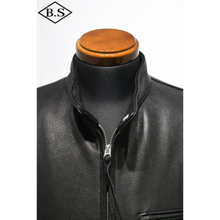 ワイツーレザー レザージャケット Y’2 LEATHER SR-41 STEER OIL SINGLE RIDERS ステアオイルシングルライダー BLACK 大きいサイズの画像