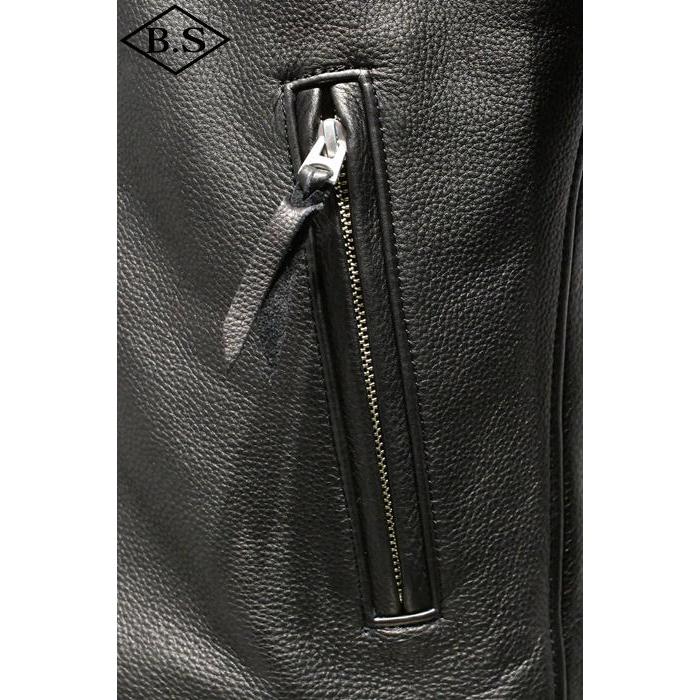 ワイツーレザー レザージャケット Y’2 LEATHER SR-41 STEER OIL SINGLE RIDERS ステアオイルシングルライダー BLACK 大きいサイズの画像