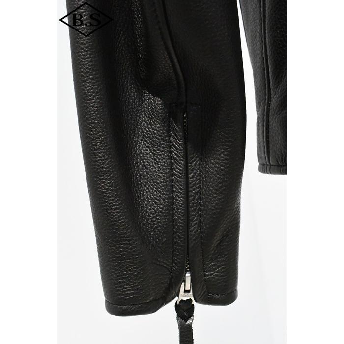 ワイツーレザー レザージャケット Y’2 LEATHER SR-41 STEER OIL SINGLE RIDERS ステアオイルシングルライダー BLACK 大きいサイズの画像