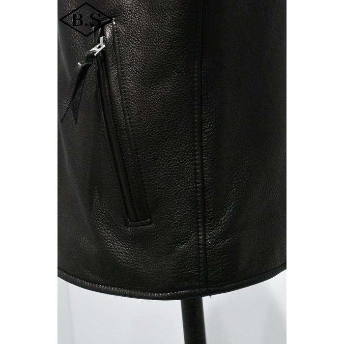 ワイツーレザー レザージャケット Y’2 LEATHER SR-41 STEER OIL SINGLE RIDERS ステアオイルシングルライダー BLACK 大きいサイズの画像