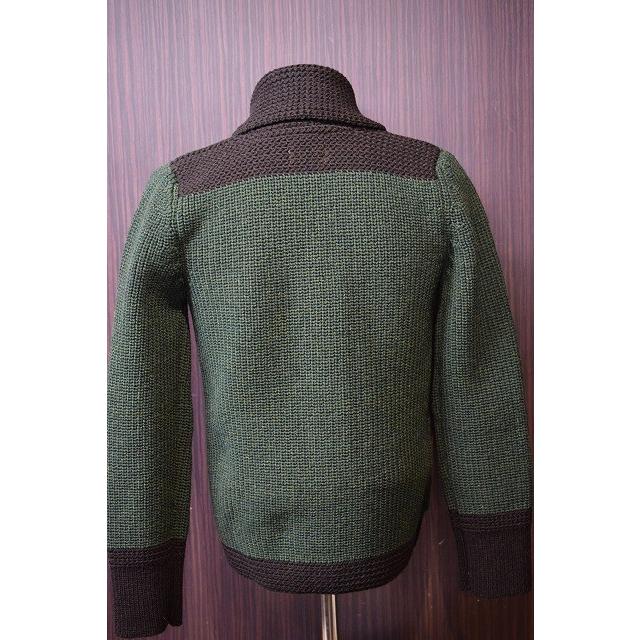 コリンボ ショールカラーニット COLIMBO ZR-0810 S.B.SWEATER グリーン×ブラウンの画像