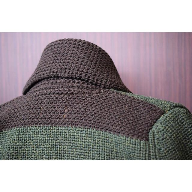 コリンボ ショールカラーニット COLIMBO ZR-0810 S.B.SWEATER グリーン×ブラウンの画像
