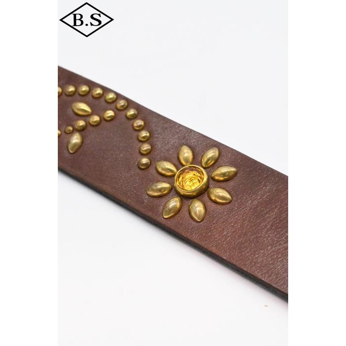 コリンボ COLIMBO ベルト ZA-0701 JEWEL STUDDED LEATHER BELT 40mm "Flower Pattern"の画像