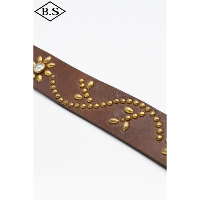 コリンボ COLIMBO ベルト ZA-0701 JEWEL STUDDED LEATHER BELT 40mm "Flower Pattern"の画像