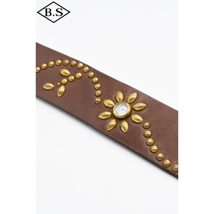 コリンボ COLIMBO ベルト ZA-0701 JEWEL STUDDED LEATHER BELT 40mm "Flower Pattern"の画像