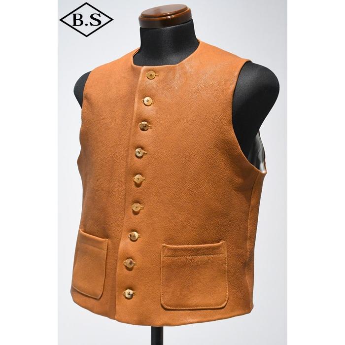 ジェラード JELADO ベスト The 2 Monkeys ザツーモンキーズ TM83529 Leather trapper's vest レザートラッパーズベスト CAMELの画像