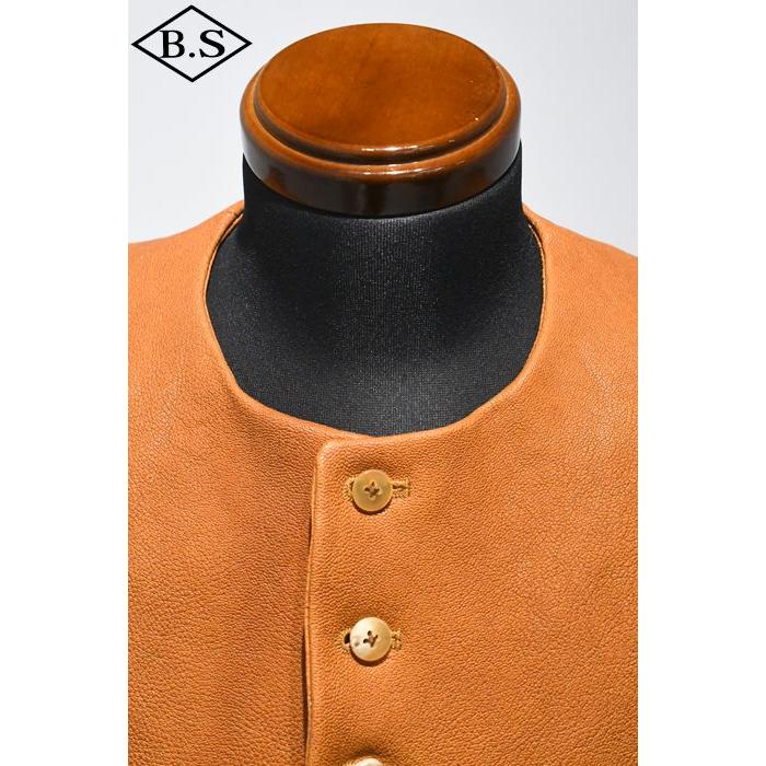 ジェラード JELADO ベスト The 2 Monkeys ザツーモンキーズ TM83529 Leather trapper's vest レザートラッパーズベスト CAMELの画像