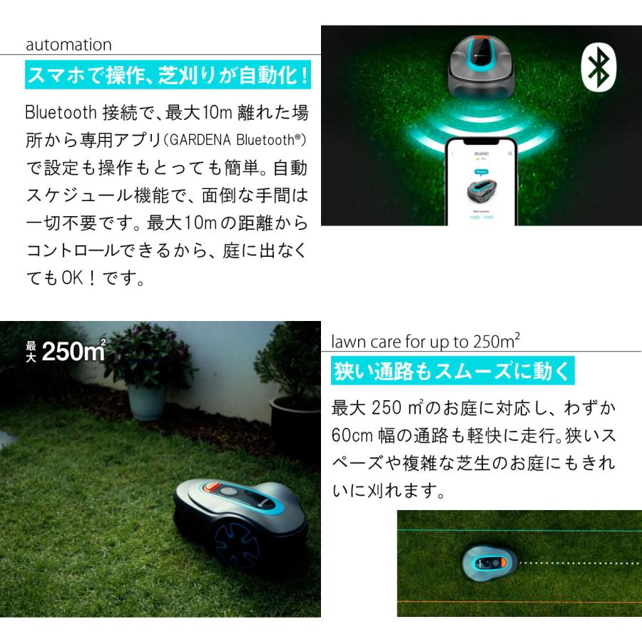 GARDENA ガルデナ ロボット芝刈り機 SILENO minimo 250m2対応 充電式