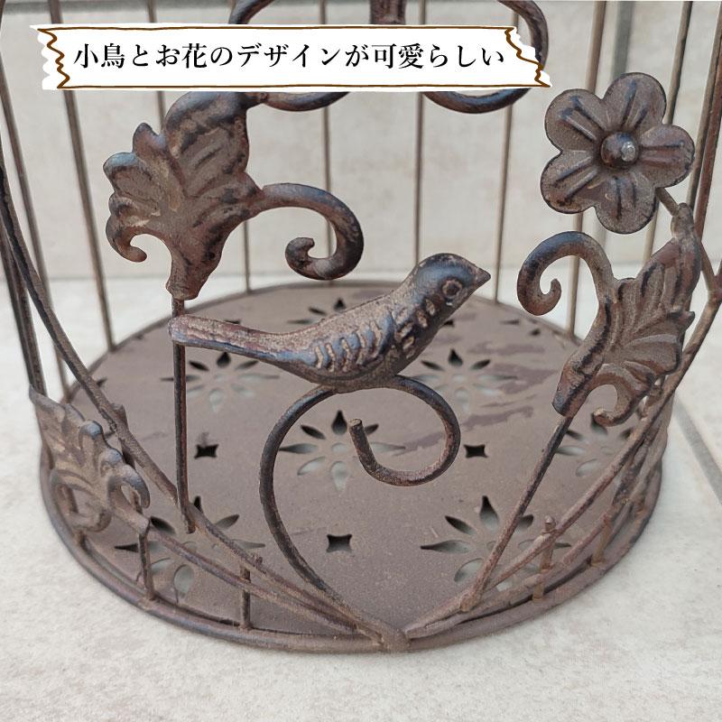 アンティーク調 フラワーバードケージ Mサイズ ココヤシ付き