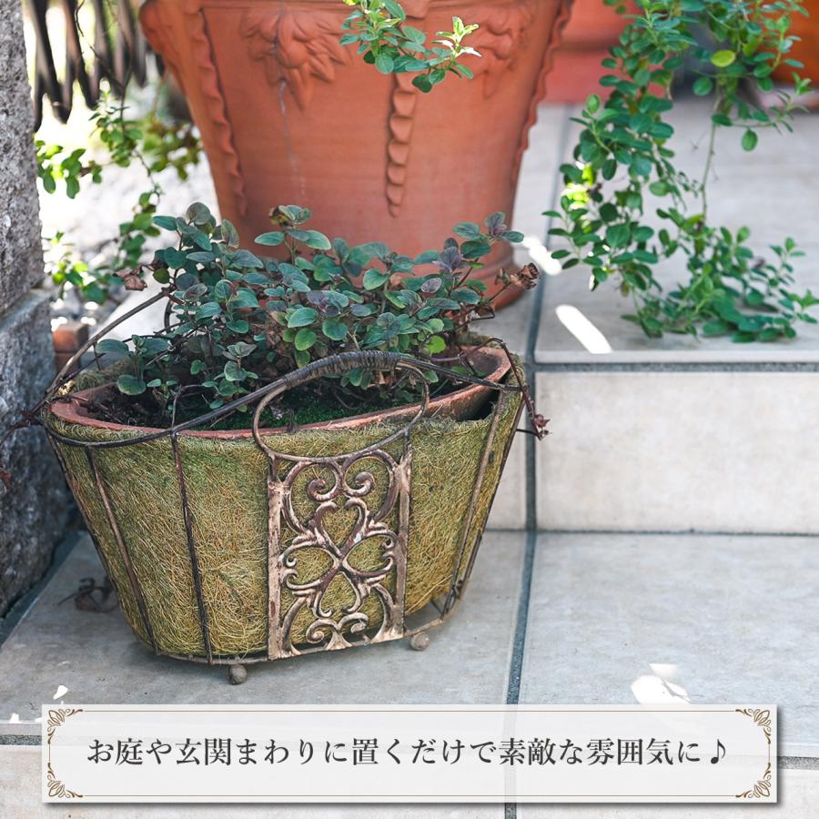オーバルバスケット ヤシマット付き プランター 植木鉢 鉢カバー